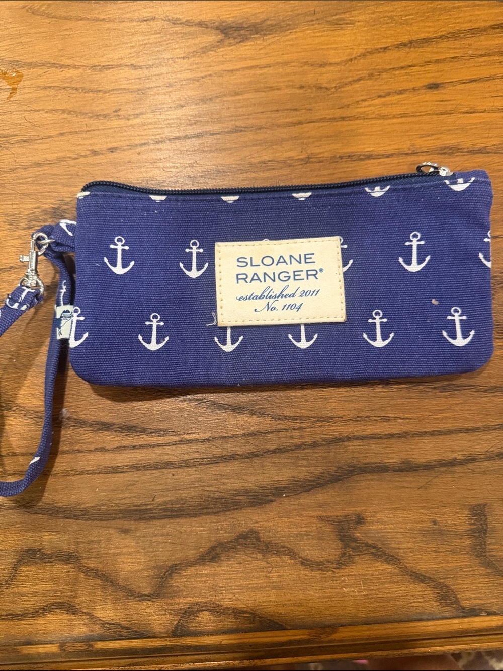 Sloane Ranger Navy Anchor Wristlet Clutch